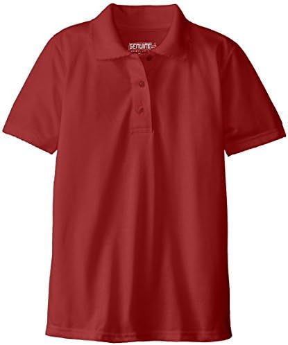 (9851) Genuine School Uniforms Girls Cotton Picot Edge Stretch Knit Polo Top (Sizes 4-16) in Red Size: 10/12