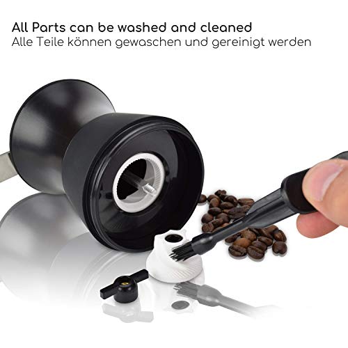 Milu Manuelle Kaffeemühle, Handkaffeemühle mit Keramikmahlwerk, Espressomühle mit verstellbaren Mahlgrad (Plastik… – Bild 5