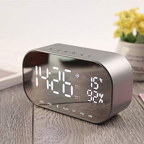 Tofree Mirror Alarm Clock Wake-Up Light LED Display Screen Electronic Alarm Clock Bedroom Gift Bedside (Silver Grey)