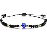 SUMMER LOVE Dainty Hand Made Beaded Nazar Evil Eye Bracelet Adjustable String Amulet for Women Men