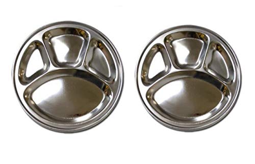 Bona fide steel dinner plate set 8 pieces steel Traditional Dinner Set Of Thali Plate, Bowls, Glass And Spoon diameter 11 inch full copper and steel