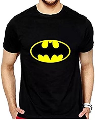 Men's Cotton T-Shirt Black Yellow batman Casual T-Shirt