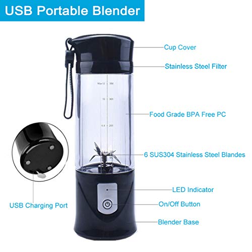 Portable Blender, Cordless Mini Personal Blender Juicer Cup, Single