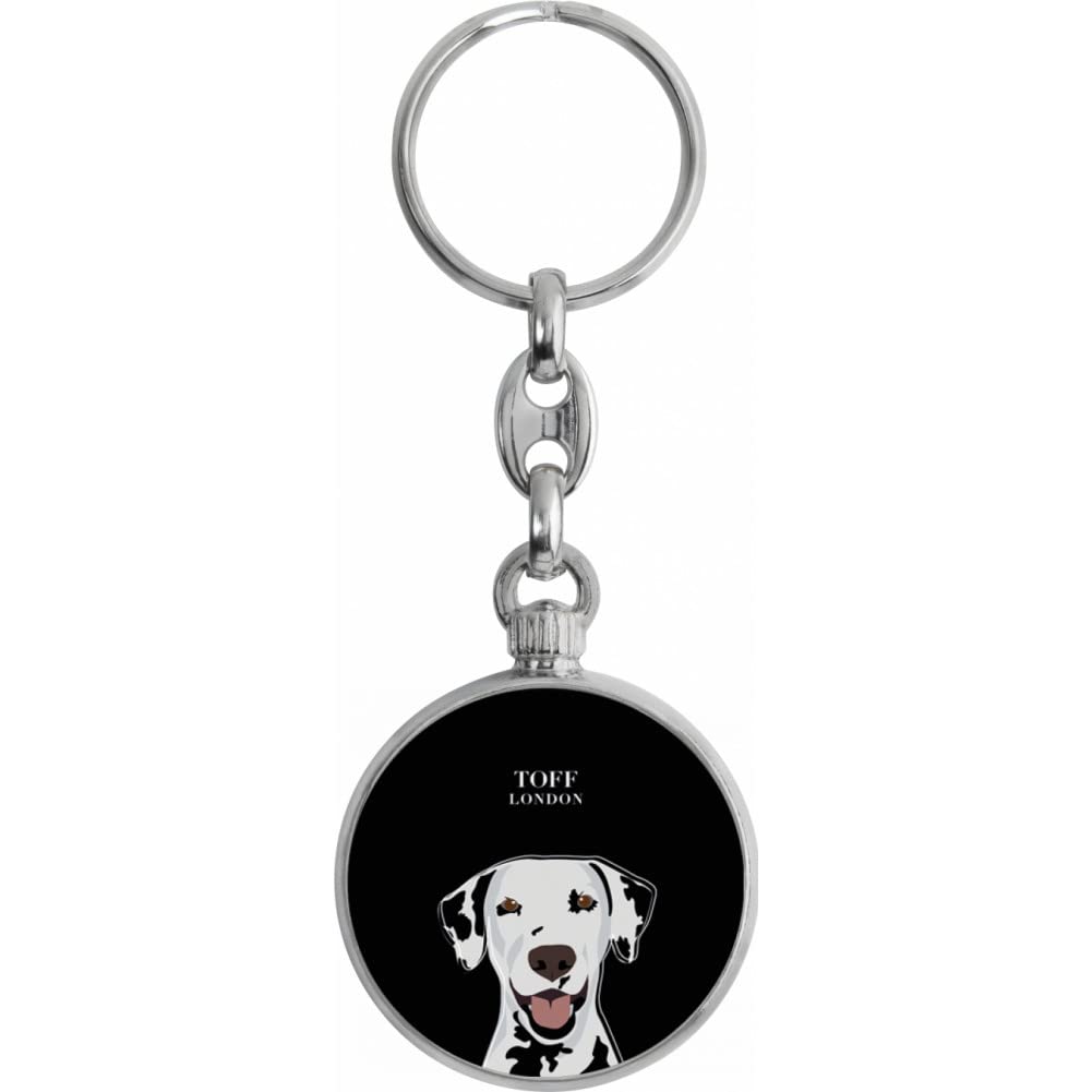 Toff London Black And White Dalmatian Dog Head Keyring