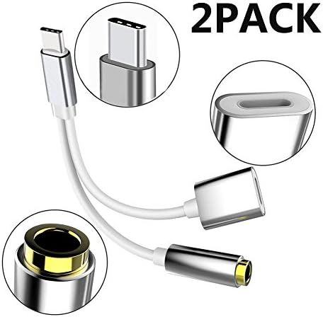 JANYONE 2 in 1 USB C/Type C Cable Fast Charge to 3.5mm Audio Jack Headphone Adapter Converter Supports Audio and Charging for Motorola MotoZ, Letv Le Pro 3 (2PACK)