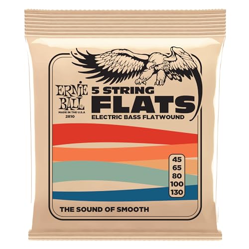 Ernie Ball Flatwound 5-Saiter E-Bass-Saiten, Stärke 45-130