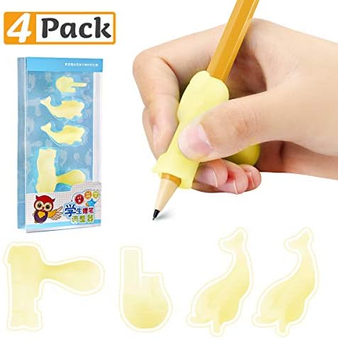 HOMEWINS Pencil Grips Set of 4, Silica gel Finger Grip Posture Correction for Student (Green)