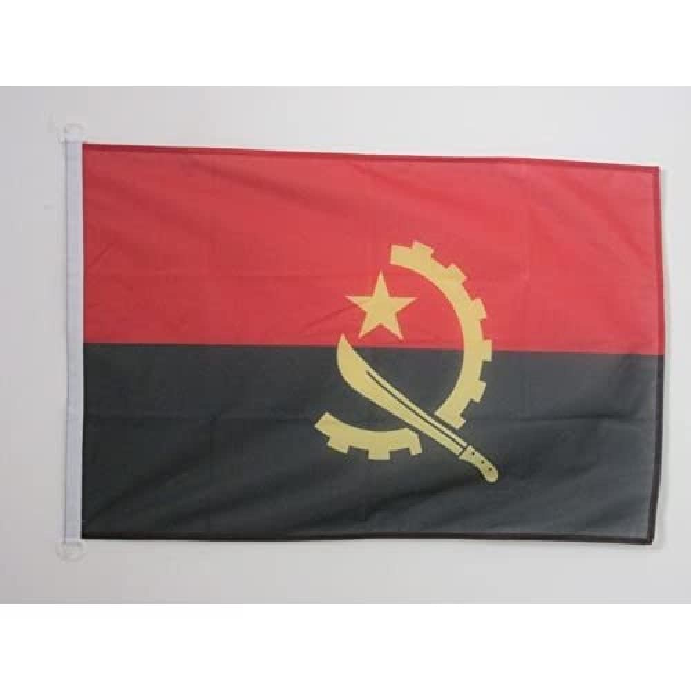 AZ FLAG - Angola Nautical Flag - 18'' x 12'' - For Outdoor and Boat - Angolan Banner Knitted Polyester with Two Plastic Rings - Vivid Colors - 12x18 in - 45x30 Cm