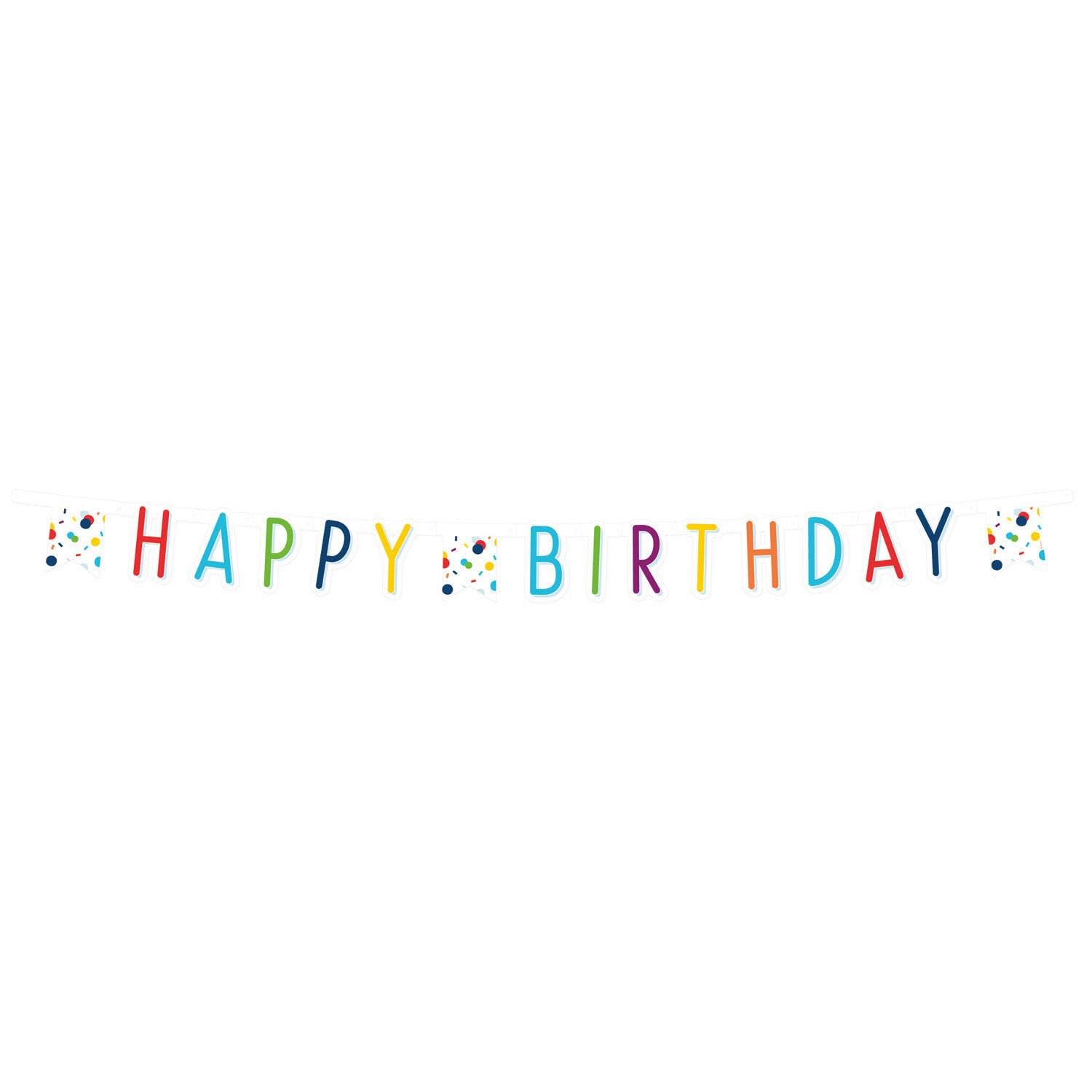 (PKT) 1 Confetti Birthday Happy Birthday Letter Banner 1.8m x 14cm