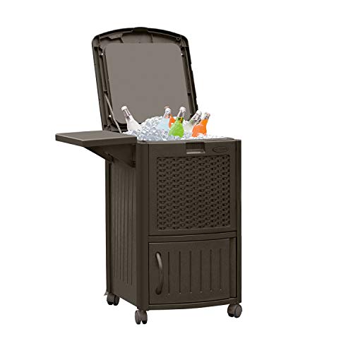 Suncast Resin Wicker Outdoor Cooler With Wheels Portable Outdoor