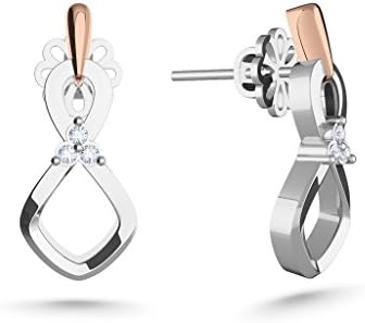 MEZZOTEK Women's 18K Stud Earrings (0.03 Carat, G-H Color, SI Clarity) White Rose - Gold