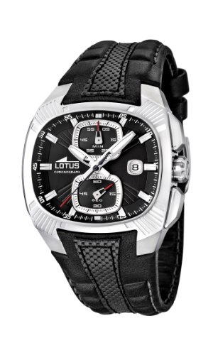 Lotus 15753/2 - Reloj analógico de Cuarzo para Hombre, Correa de Cuero Color Negro (cronómetro)