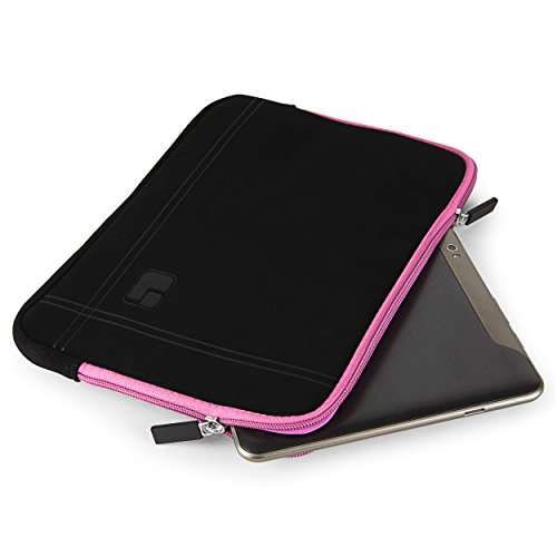 Sumaclife 15" Microsuede Hybrid Padded Sleeve Pouch Case [Pink] for HP 14 15.6 Inch Laptop (Envy
