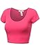 Fifth Parallel Threads FPT Womens Basic Short Sleeve Scoopneck Crop Top Fuchsia S