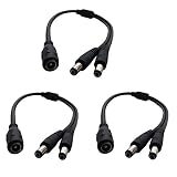 DZYDZR 3 pcs 1 to 2 DC Power Cable 5.5x2.1mm 1 DC Female to 2 Male Plug for LED Strip Lights CCTV Camera
