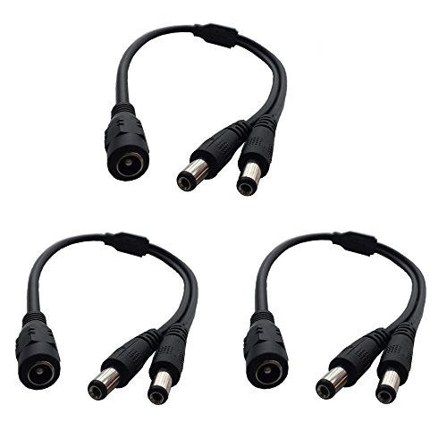 DZYDZR 3 pcs 1 to 2 DC Power Cable 5.5x2.1mm 1 DC Female to 2 Male Plug for LED Strip Lights CCTV Camera