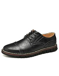 Zapatos de vestir de piel auténtica Oxford para hombre con cordones