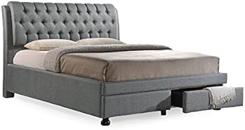 Amazon Com Contemporary Storage King Size Bed In Grey Fabric