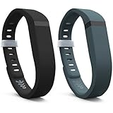 Fitbit Flex Band, Replacement Bands for The Fitbit Flex with Extra Security Clasp, Small, Black and Slate, 2 Pack, by Teak