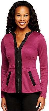 Mark Zunino Style Zip Front Knit Jacket, Wine, S