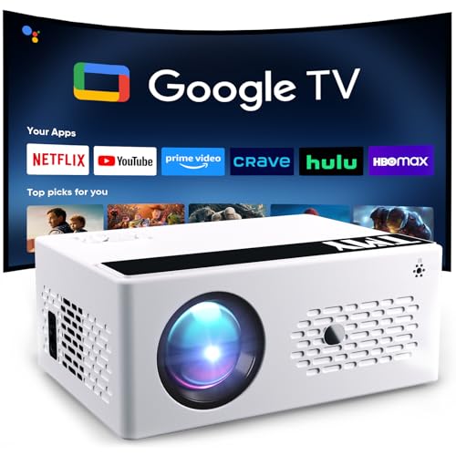 TMY Smart Projector 4K【Bundled with Google TV Stick】Mini Projectors Compatible with Netflix, Portable Projecteur with Electric Focus & Keystone, Home Projecteur WiFi6 & Bluetooth for Indoor & Outdoor