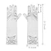qnprt Long Satin Formal Gloves,Kids Size Full Finger with Pearl Bowknot for Girls Children Wedding Dress Evening Party Pageant,Elbow Length 10BL,White