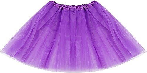 Suoozy Women's Tulle Tutu Skirt 3 Layered Classic Elastic Ballet Dance Skirts Petticoat-T Dark Purple