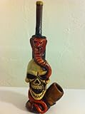 Handmade Tobacco Pipe, Red Cobra Skull Design
