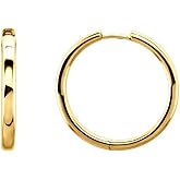FB Jewels 14K Yellow Gold 24mm Hinged Hoop Earrings