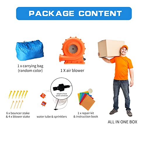 Baralir Inflatable Bounce House Water Park with Long Water Slide & Large Splash Pool Fits 5 Kids, Endless Fun of Jumping, Sliding, Climbing - Extra Cave and Tunnel Adventure and Water Cannon