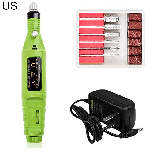 gLoaSublim Professional Electric Nail Drill Kit, Nail Art Exfoliating Machine Polish Grinding Manicure Tool GreenUS Plug