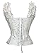SHAPERX Womens Ruched Sleeves Bridal Overbust Steel Boned Waist Cinching Corset Bustier,SZ1547-White-XXL