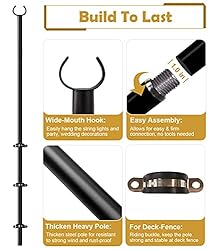 Derkniel 10 FT Outdoor String Light Pole Stand for