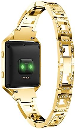 Dreaman Fashion Luxury Alloy Crystal Watch Band Wrist Strap With Metal Frame For Fitbit Blaze (Gold)