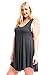 Modern Kiwi Solid Basic Asymmetric Plus Size Tank Tunic Dress Charcoal 3X