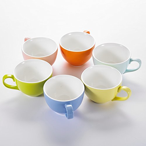 Panbado 6-Piece 5" 13.5 oz Porcelain Glazed Coffee Mugs Tea Cups of 6 Colors