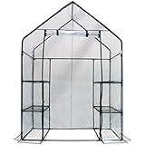 Homewell LF69005 Mini Walk-In Greenhouse with 3 Tiers 6 Shelves, (56L x 29W x 77H-Inches)