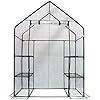 Homewell LF69005 Mini Walk-In Greenhouse with 3 Tiers 6 Shelves, (56L x 29W x 77H-Inches)