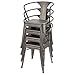 Furmax Metal Dining Chair Tolix Style Indoor Outdoor Use Stackable Chic Dining Bistro Cafe Side Metal Chairs Set of 4(Gun)