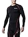 TSLA CLSX Men's UPF 50+ Long Sleeve Compression Shirts, Athletic Workout Shirt, Water Sports Rash Guard, Zero Top Black & Red, Medium