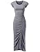NEARKIN (NKNKWBD801 Womens Cap Sleeve Figure Hugging Scoop Neck Shirred Maxi Dress Gray US L(Tag Size XL)