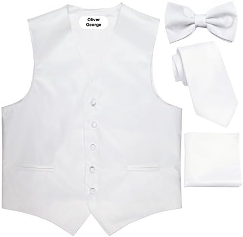 4pc Solid Vest Set, Necktie, Bow-Tie, Handkerchief Set