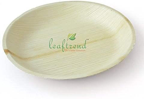 Leaftrend  Ecofriendly disposable palm leaf plates, wedding and party plates - 10 Inch Round Palm Leaf plate - Pack of 10 Plates