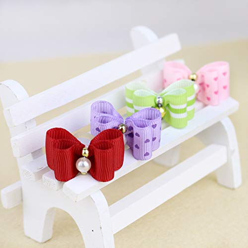 Xeminor 6 Pcs/Set Adorable Pet Double-Layer Bowknot Hair Clip Dog Cat Headdress Pet Grooming Hair Accessoriess Random Color
