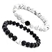 EnjoIt Distance Bracelet Black Matte Agate & White Howlite Energy Stone Beads Bracelet Set Couple Bracelet