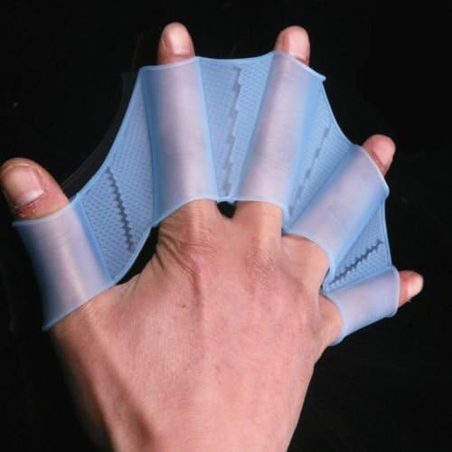 Silicone Blue Swimming Flippers Hand Swim Web Glove Size L Fins Paddle Dive