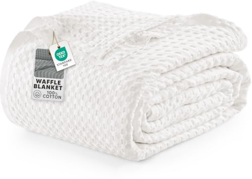 Utopia Bedding Baumwoll Waffeldecke 300 GSM (Weiß - 274 x 228 cm), weiche, leichte, atmungsaktive Bettdecke für alle Jahreszeiten