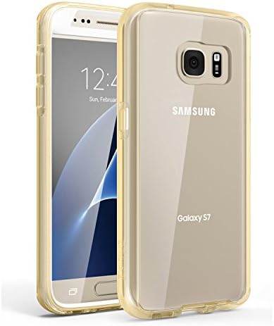 For Galaxy S7 [Built-In HD Clear Screen Protector] For Samsung Full-body Cover Clear PC Back Dual Layer + Impact Resistant Bumper Zarus Protection Hybrid (Crystal Gold)