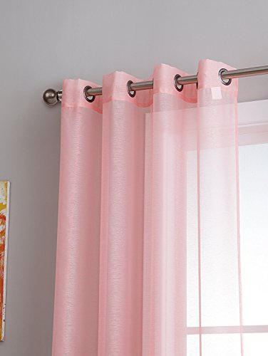 Warm Home Designs Pair of 2 Longer Size 54" (Width) x 95" (Length) Rose Pink Sheer Window Curtains. 2 Elegant Voile Panel Drapes are 108 Inch Wide Total - K Rose 95" - Thumbnail 3