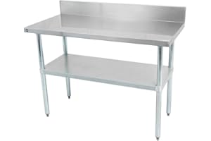 THORINOX DSST-3072-BK Stainless Steel Top 72 x 30 Inch Food Prep Work Table with 5" Backsplash - NSF Commercial Heady Duty - 